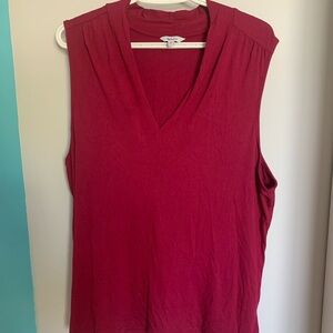 Reitmans Deep Red Sleeveless V-Neck Tank Top